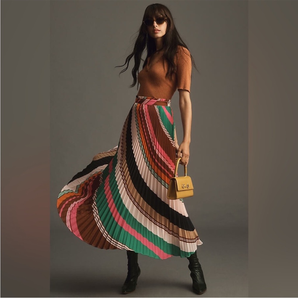 Anthropologie Maeve Pleated Maxi Skirt